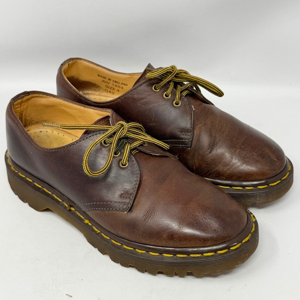 Dr. Doc Martens Vtg 90s AW 1484 Brown Leather Oxford Shoes England US 5 Men Twee